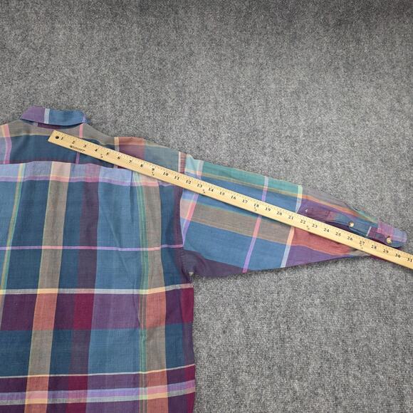 Ralph Lauren Shirt Womens 4 Multi Plaid Madras Long Sleeve Pocket Button Down - Picture 9 of 16
